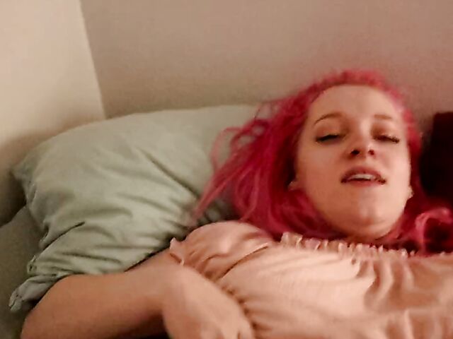 Pink haired POV amateur with juicy boobs Amadani loves sex on cam