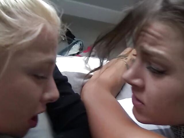 Two teens FFM 3some POV with Kenzie Reeves and Evelin Stone