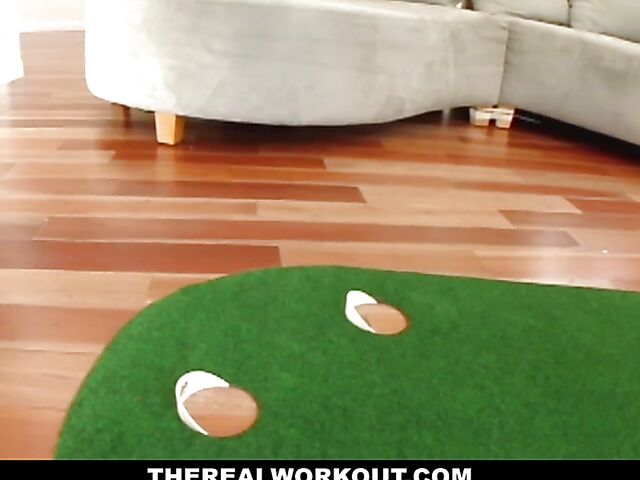 Golf lesson and sex with blonde big tits girl Kagney Linn Carter