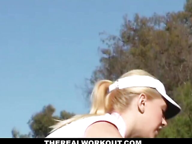 Golf lesson and sex with blonde big tits girl Kagney Linn Carter