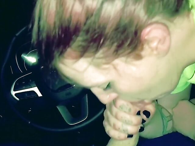 Amateur car blowjob and oral creampie swallow