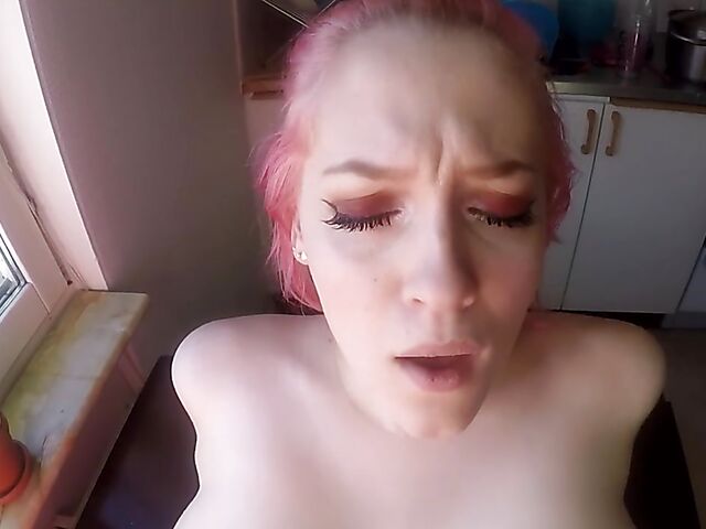 Busty Swedish amateur in pink stockings gets hammered