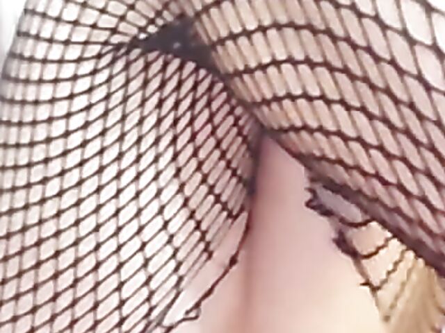Busty Japanese webcam girl in fishnets wants to play