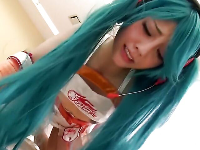 Japanese cosplay sex with cute Rei Mizuna