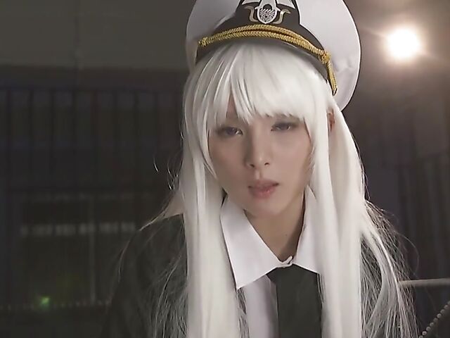 Japan cosplay POV with a white-haired cutie
