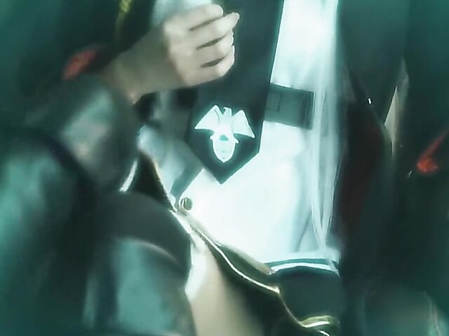 Japan cosplay POV with a white-haired cutie