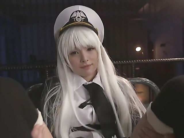 Japan cosplay POV with a white-haired cutie