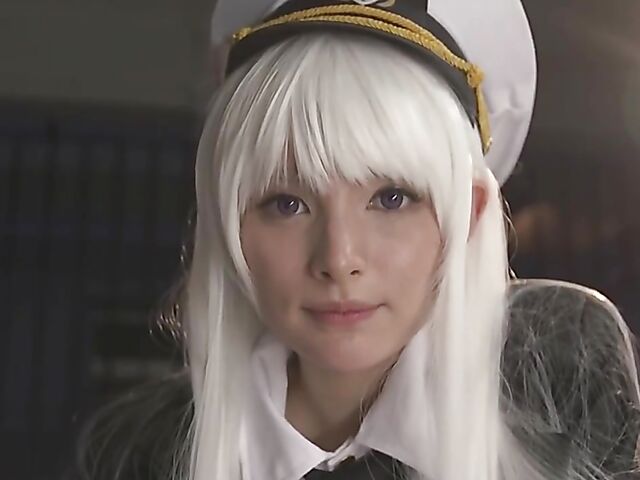 Japan cosplay POV with a white-haired cutie