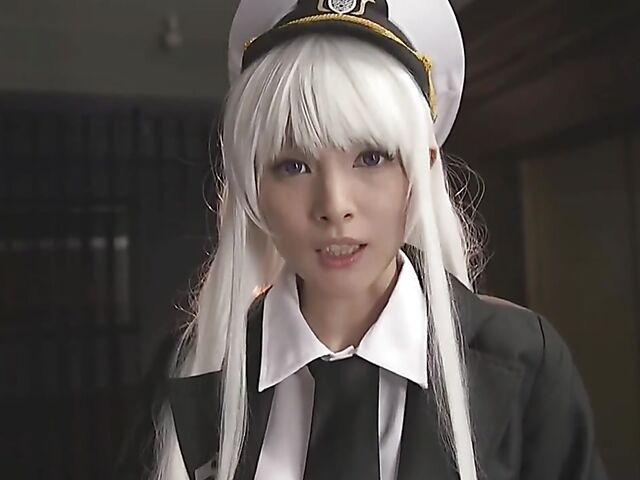 Japan cosplay POV with a white-haired cutie
