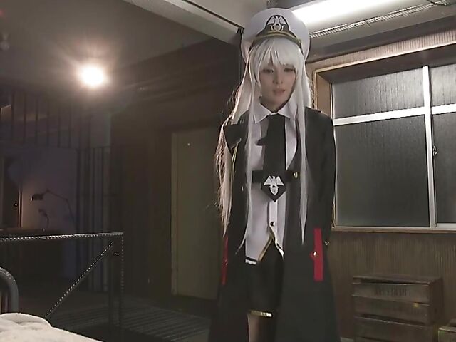 Japan cosplay POV with a white-haired cutie