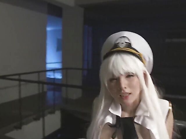 Japan cosplay POV with a white-haired cutie