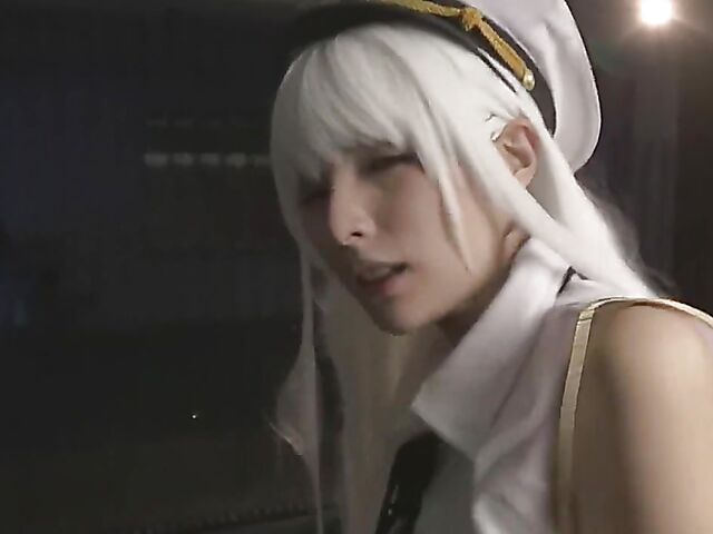 Japan cosplay POV with a white-haired cutie