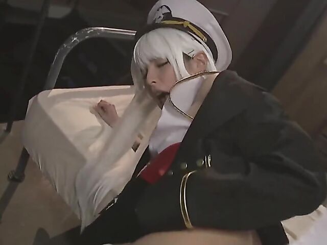 Japan cosplay POV with a white-haired cutie