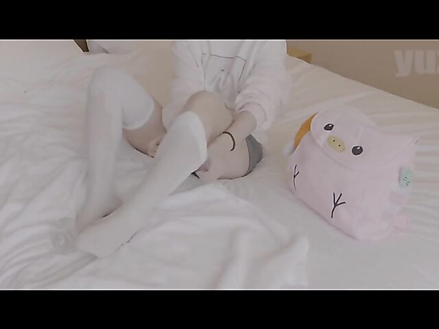 Kinky Yuzuki's japanese feet in nylons and dildo footjob