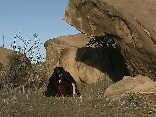 Sperm hunter Sadie West puts a spell on the warrior and gives a great outdoor blowjob