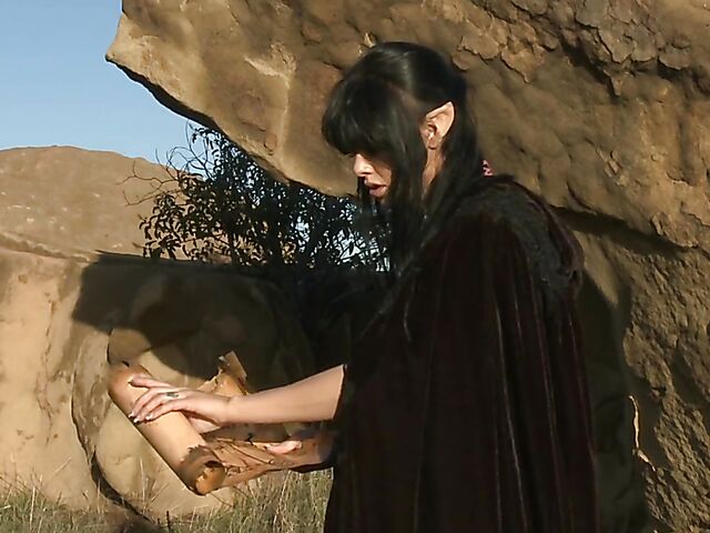 Sperm hunter Sadie West puts a spell on the warrior and gives a great outdoor blowjob