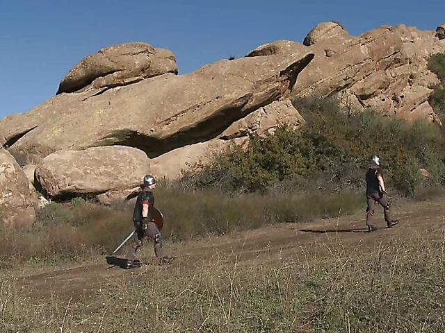 Sperm hunter Sadie West puts a spell on the warrior and gives a great outdoor blowjob