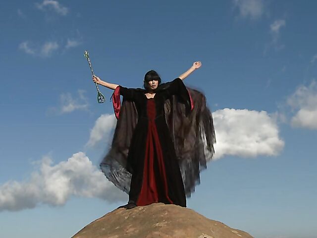 Sperm hunter Sadie West puts a spell on the warrior and gives a great outdoor blowjob