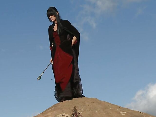 Sperm hunter Sadie West puts a spell on the warrior and gives a great outdoor blowjob