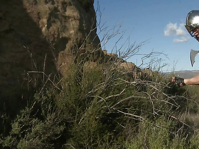 Sperm hunter Sadie West puts a spell on the warrior and gives a great outdoor blowjob