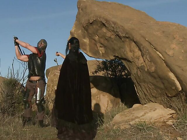 Sperm hunter Sadie West puts a spell on the warrior and gives a great outdoor blowjob