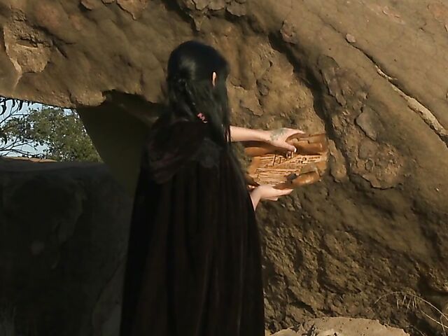Sperm hunter Sadie West puts a spell on the warrior and gives a great outdoor blowjob