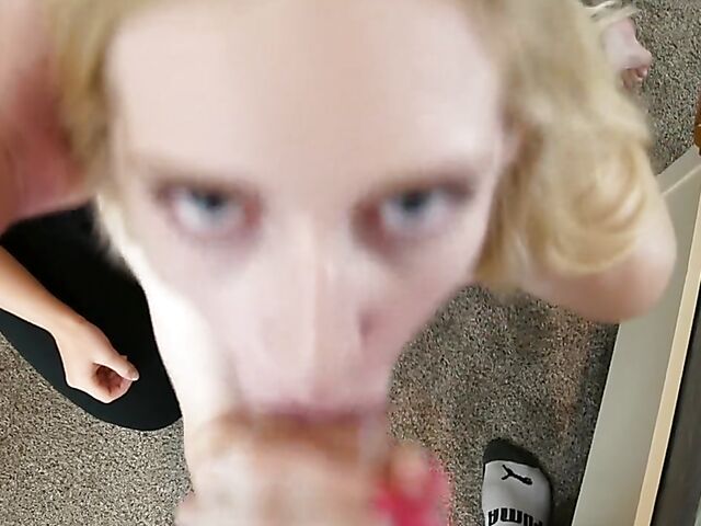 Two girls blowjob in POV with young Aria Lee and Emma Starletto