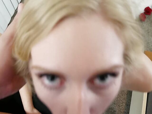 Two girls blowjob in POV with young Aria Lee and Emma Starletto