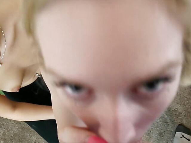 Two girls blowjob in POV with young Aria Lee and Emma Starletto