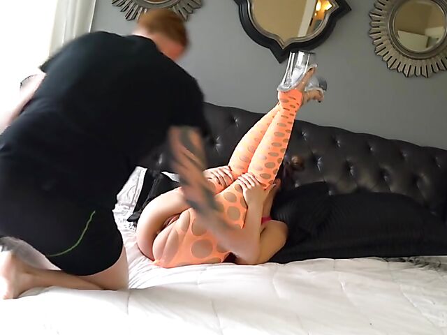 Ripped pantyhose sex and creampie in Bryci's bedroom