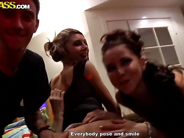 4 girls 1 guy Russian drunk sex party on Christmas