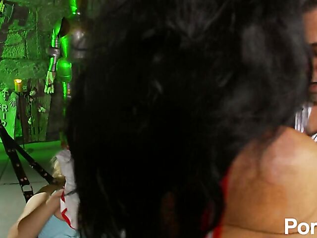 3 girls foursome in the dungeon with Stacey Lacey and Caprice Jane