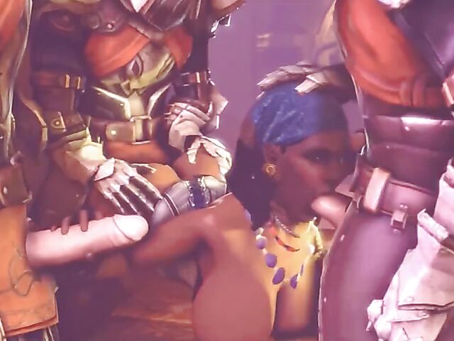 3D cartoon sex with horny ebony beauties and white cocks