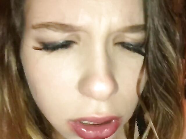 Beautiful amateur riding dildo and sucking cock POV