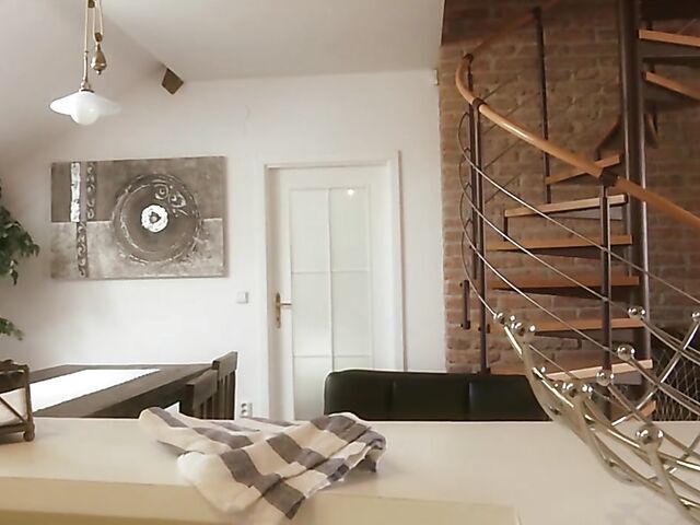 Morning pantyhose sex with slender brunette Eevelyn Neil