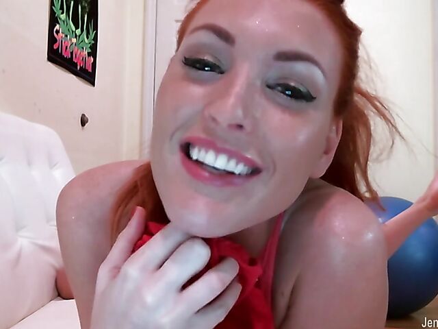 Jenny Blighe - Fake boobs redhead masturbation