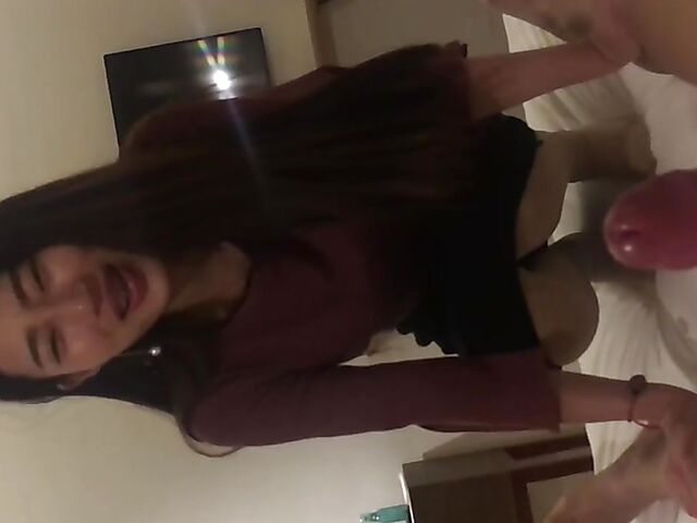 Amateur asian girlfriend eating cock, toes and ass