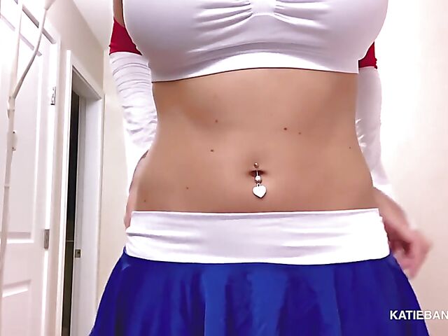 Katie Banks big tits solo with toys in a  sexy costume on webcam