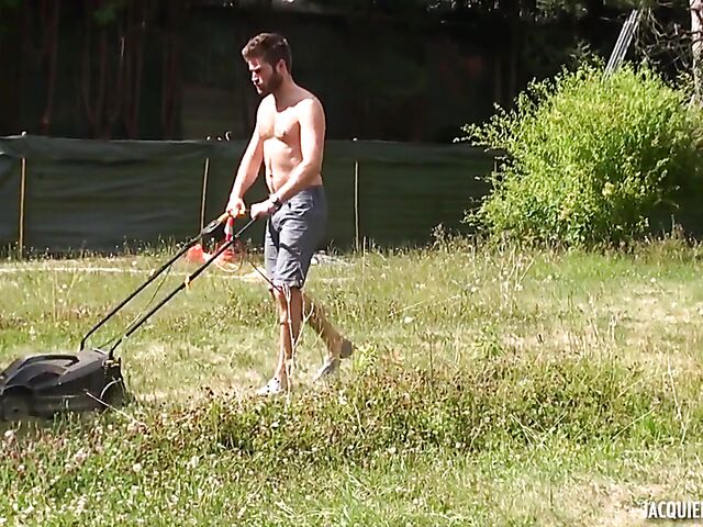 French big boobs babe Tiffany fucks the lawnmower man