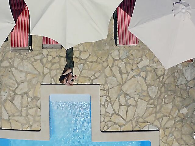 Sunny afternoon outdoor sex by the pool with Amaris