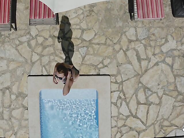 Sunny afternoon outdoor sex by the pool with Amaris
