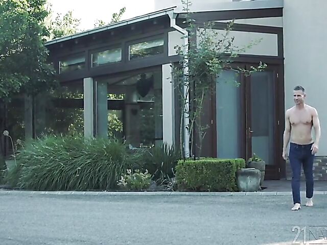 Small tits babe Mary Rock sucks in the garden and fucks indoors