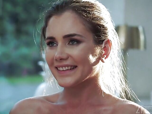 Small tits babe Mary Rock sucks in the garden and fucks indoors