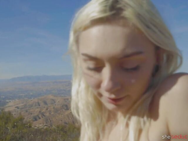 Outdoor lesbian teens Isabel Moon and Chloe Temple have fun in the mountains