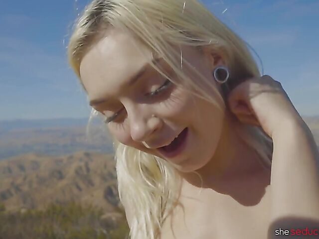 Outdoor lesbian teens Isabel Moon and Chloe Temple have fun in the mountains