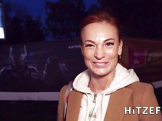 Redhead slut Kessie Shy gets picked up and fucked by a german guy