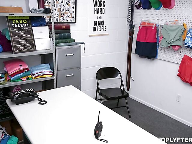 Pale MILF shoplifter Sunny Lane gets talked into sex