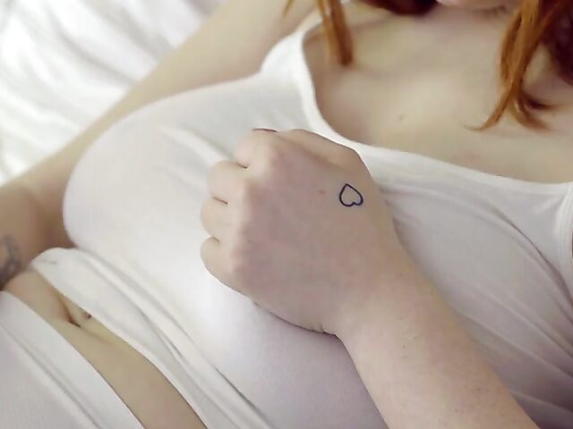 Redhead big tits girl Annabel Redd is horny in the morning