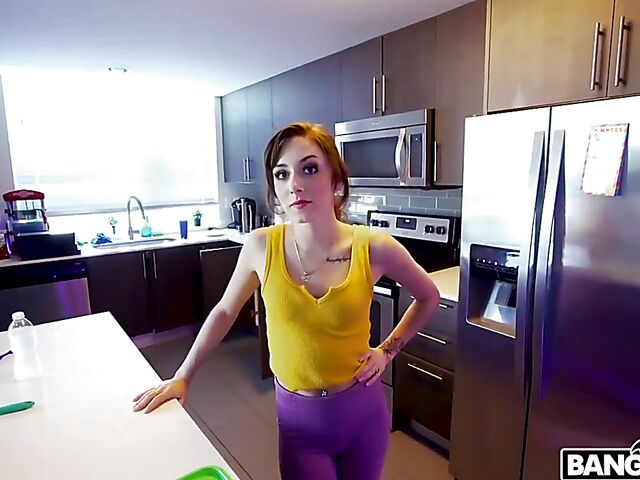 Young maid Dani Blu naked cleaning and fucking POV