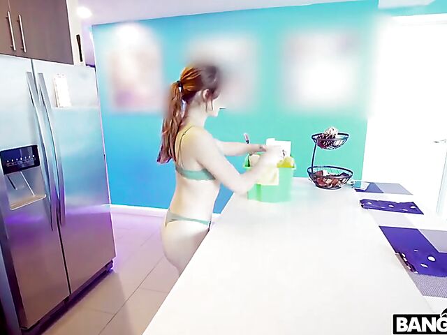 Young maid Dani Blu naked cleaning and fucking POV